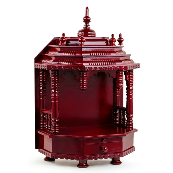 Small Rosewood Mandir - Handcrafted by Nagina International in Dark Varnish | Premium Home Décor