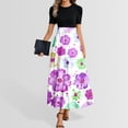 thumbnail image 2 of Women's Summer Floral Print Short Sleeve Dress Elegant Round Neck Back Zipper Casual Dress With Adjustable Belt For Comfort And Style, 2 of 2