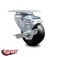 thumbnail image 2 of 3 Inch Hard Rubber Wheel Swivel Top Plate Caster with Brake Service Caster Brand, 2 of 2