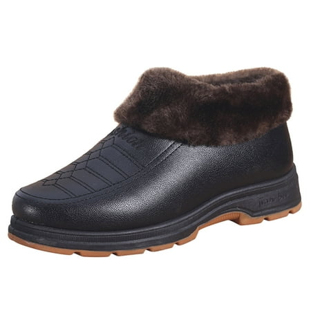

Mens Shoes Snow Thick Soled Non Slip Upper Slip On High Top Plush Warm And Comfy Shoes