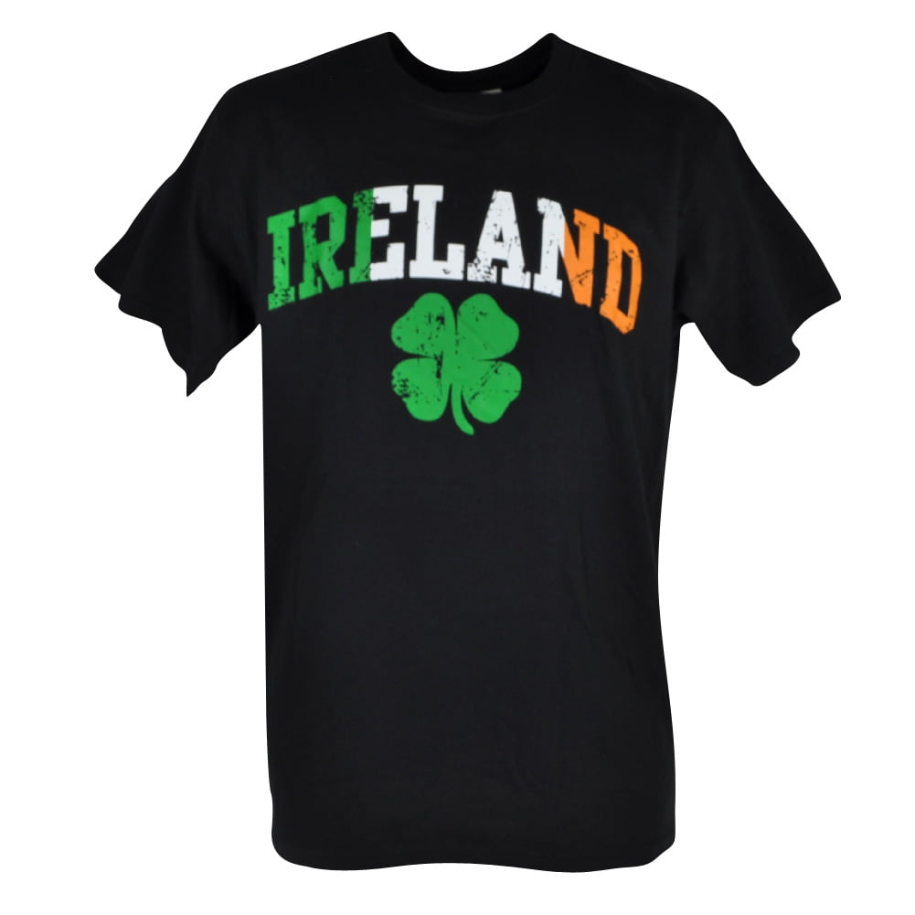 Saint St Patricks Day Ireland Flag Lucky Green Clover Black Tee Shirt ...
