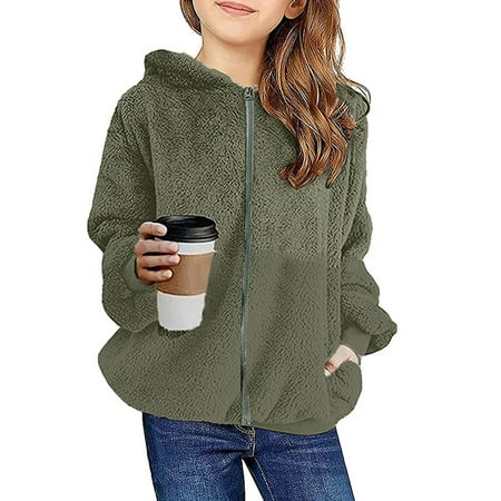 

New Year New You 2022! on Clearance Hesxuno Toddler Grils Fleece Outwear Boys Zipper Thick Kids Warm Hooded Coat Burts Bees Baby Pajamas