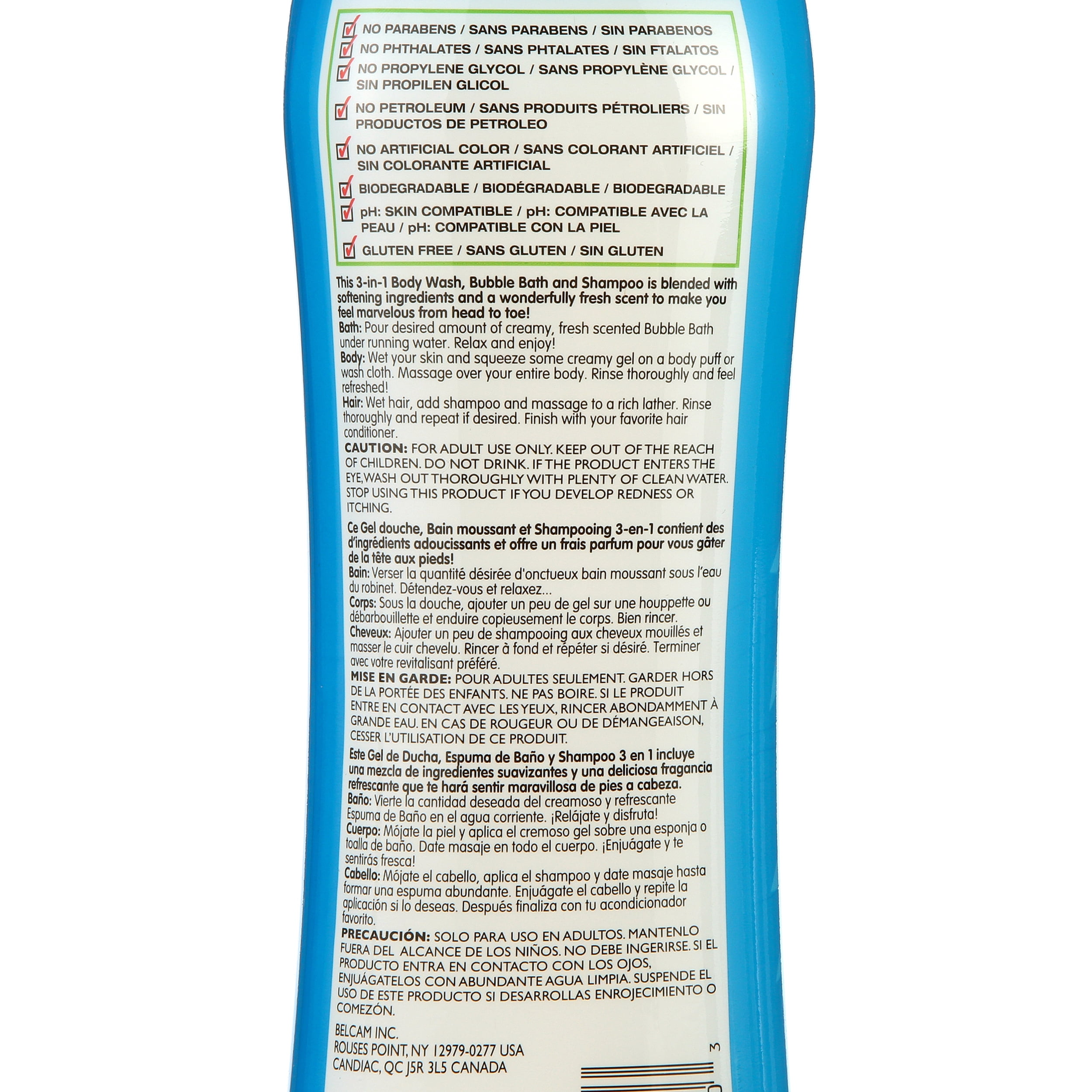 (3 pack) Belcam Bath Therapy Escape Maui Coconut 3-in-1 Body Wash, Bubble Bath and Shampoo, 32 fl oz