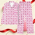 thumbnail image 3 of Gytharion Pajama Sets for Women 2 Piece Loungewear Outfits Long Sleeve Button Down Lapel Top and Long Pant Pj Sets Cute Heart Print Sleepwear Sets with Pockets, 3 of 5