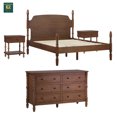 thumbnail image 3 of Walker Edison Vivienne Easy Assembly 4-Piece Solid Wood Bedroom Set with Queen Bed Frame, Two 1-Drawer Nightstands and 6-Drawer Dresser - Dark Brown, 3 of 11