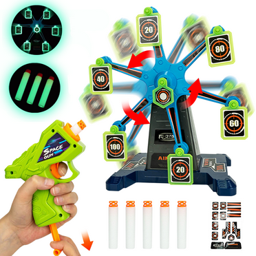 Kids Digital Shooting Target,Electric Glow in The Dark Rotating Shooting Target for Kids,Kids Target Practice Toy Gift for Kids Aged 5-12,Comes with Toy Gun and Glow in The Dark Bullets