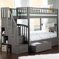 thumbnail image 2 of Bowery Hill Solid Wood Staircase Storage Bunk Twin Over Twin in Gray, 2 of 9