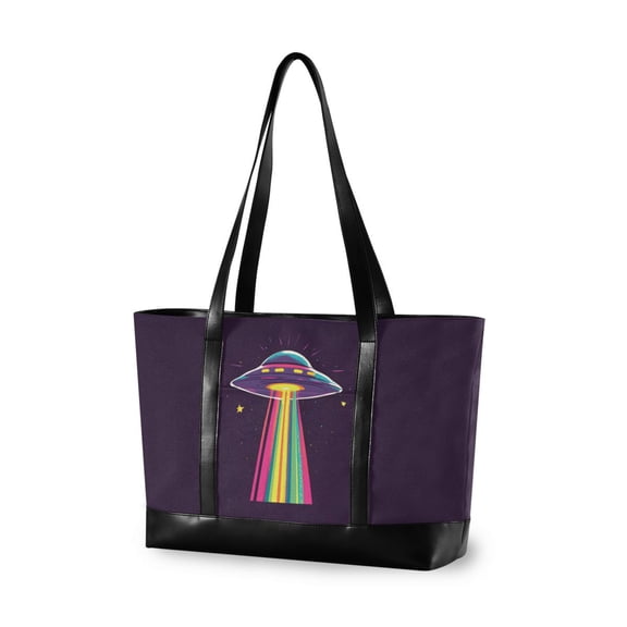 FORMRS Laptop Tote Bag for Women with 15.6" Computer Compartments Handbag, Colorful UFO