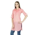 thumbnail image 1 of Kurti Ethnique en Coton Uni, Kurta Indienne pour Femmes, Tunique Décontractée, 1 of 3