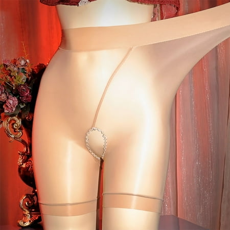

ALSLIAO Sissy Pouch Panties Women Mesh Oily Glossy Transparent Boxer Silky Underwear Skin crotch