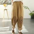 thumbnail image 7 of Edvintorg Lightweight Pants for Women Casual Summer Elastic High Waist Cotton and Linen Pants with Pockets Vintage Plus Size Sweatpants Women Coffee XL, 7 of 7
