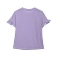 thumbnail image 3 of Povozer Girls' Tees Girls T Shirts Double Layer Ruffle Short Sleeve Kids Summer Crewneck Tunic Tee Tops for 9-10 Years,Purple, 3 of 5