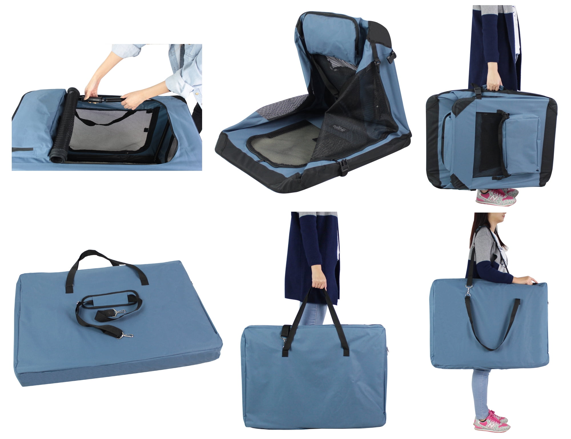 EliteField 3-Door Folding Soft Dog Crate with Carrying Bag and Fleece Bed (2 Year Warranty), Indoor & Outdoor Pet Home