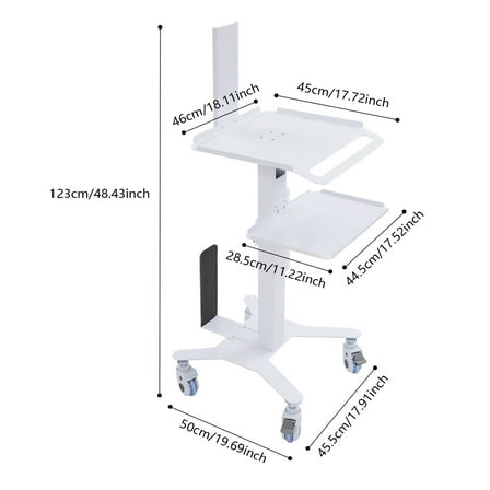 Adjustable Height Rolling Desk Computer Cart Mobile PC Laptop Workstation Table