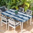 thumbnail image 2 of Navy Blue Coastal Beach Table Cloths for 3 Foot Rectangle Tables, Nautical Starfish Coral Vintage Wooden Patio Waterproof Elastic Fitted Tablecloths, Washable Rectangular Table Cover for Camping, 2 of 8