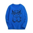 thumbnail image 2 of SGFCWSX Long Sleeve Shirts for Kids Girls Calf Print Tops Fall Casual T-Shirts Blue Size 5-6 Years, 2 of 4