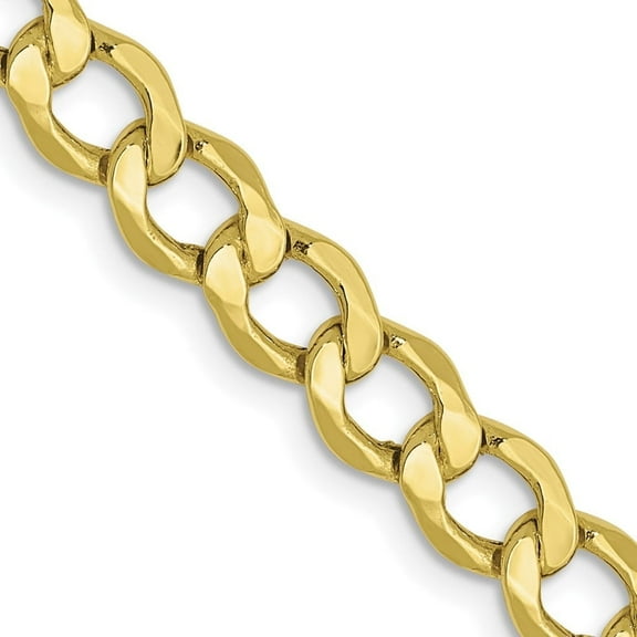 Auriga Fine Jewelry 10K Yellow Gold 5.25 mm Semi-Solid Curb Chain Necklace for Women 16"
