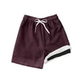 thumbnail image 4 of Boys Solid Drawstring Waist Swim Trunks High Rise Stretchy Knit Sport Shorts for Kids Coffee 11 Years-12 Years, 4 of 4