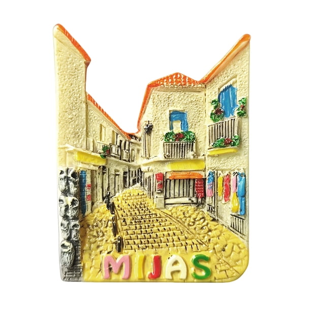 Imán para nevera, Mijas, España, 3D, resina, pintado con colores