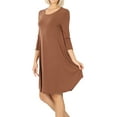 thumbnail image 4 of Women & Plus 3/4 Sleeve Round Hem Knee Length A-Line Tunic Dress with Side Pockets (Sage, 1X), 4 of 4
