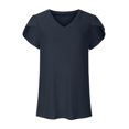thumbnail image 2 of Womens Waffle Knit Summer Tops Casual Loose Fit V Neck Petal Short Sleeve Blouses Comfy Soft Solid Color Shirts, 2 of 5