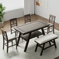 thumbnail image 4 of 6 Piece Dining Room Set, Atumon Dining Table Set for 6, Farmhouse Dining Table Set with Cushioned Bench and 4 Chairs, Wood Dining Room Set, Dining Table Set for Kitchen Dining Room, Espresso, 4 of 10