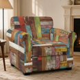 thumbnail image 2 of FUIALDOLG Vintage Multicolor Planked Wood Armchair Cover 2 Piece Individual Cushion Cover Brushed Couch Covers with High Stretch for Living Room, 2 of 8