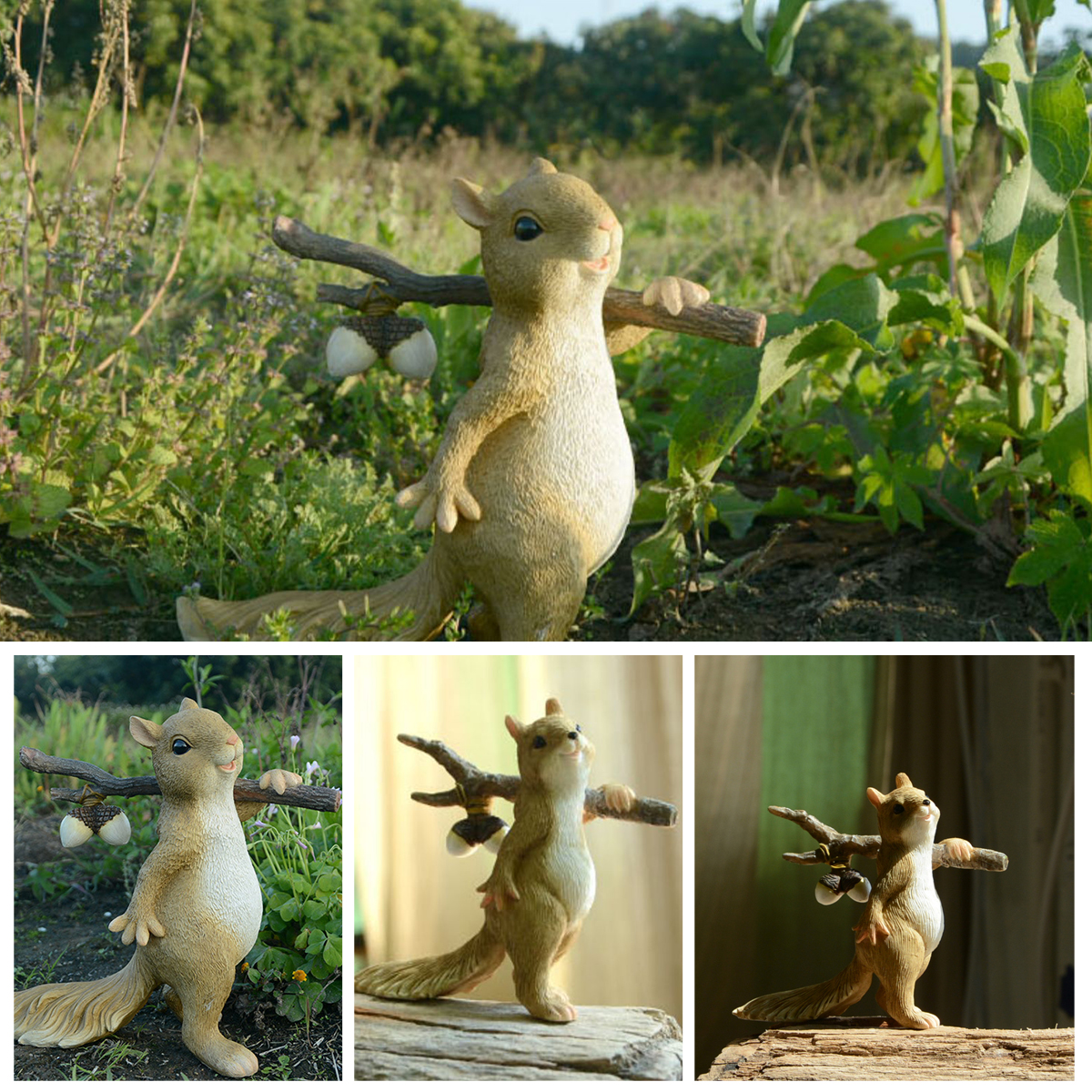 Kyoffiie Squirrel Ornament Decorative Lifelike Squirrel Statue No