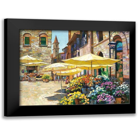Behrens, Howard 14x12 Black Modern Framed Museum Art Print Titled - Siena Flower Market