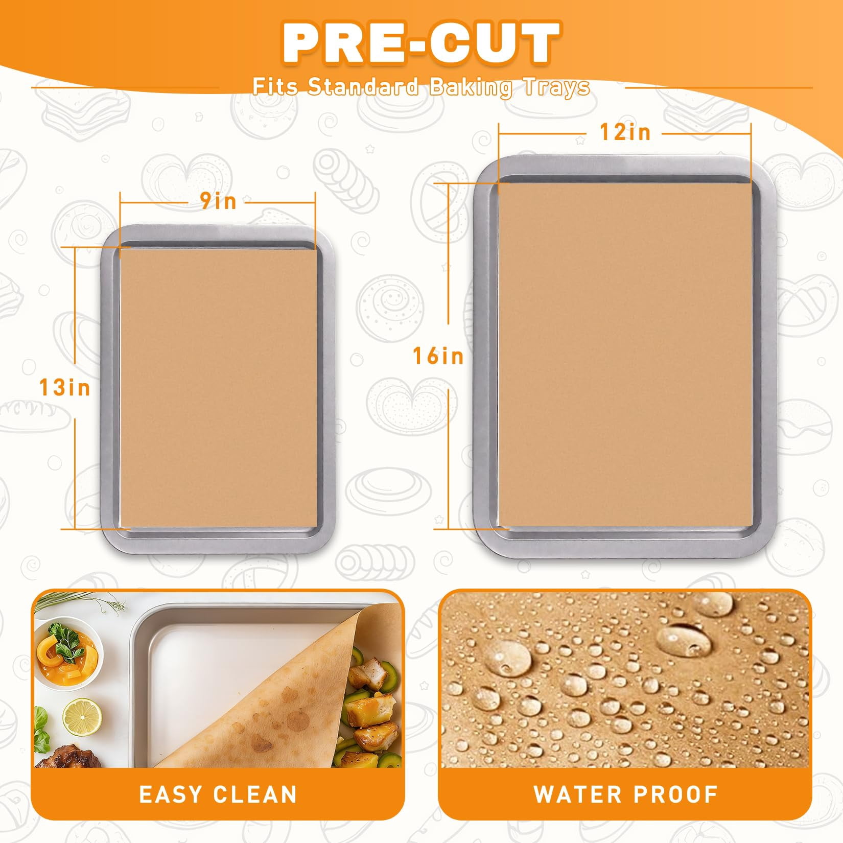200 Count Parchment Paper Sheets – Unbleached Non-Stick Baking Sheets, Precut Baking Paper for Oven, Air Fryer, Cooking, Available in Multiple Sizes