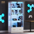 thumbnail image 6 of Anrist 5-Tier Glass Display Cabinet with LED Lights & Adjustable Shelves & 2 Drawers, Curio Cabinet for Home & Office, White, 6 of 9