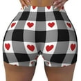 thumbnail image 2 of Uemuo Heart Black Buffalo Plaid Gingham Pattern Women Workout Impact Shorts Scrunch Butt Lifting Gym Shorts Seamless Booty Biker Shorts-XX-Large, 2 of 8