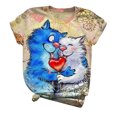 thumbnail image 1 of Pntutb moda adulta mujer cuello redondo manga corta tops camiseta estampados sueltos cortos Pntutb Pntutb-6978, 1 of 3