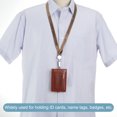 thumbnail image 6 of Uxcell Folded PU Leather ID Badge Holder with Lanyard with 1 Clear Window 4 Card Slot Brown, 6 of 6