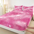 thumbnail image 3 of Manfei Starry Sky Print Twin Sheet Sets,Modern Minimalist Art Twin Fitted Sheet,Pink White Flat Sheet For Girls Kids,Luxury Bedroom Decor,3pcs, 3 of 7