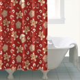 thumbnail image 4 of Red Christmas Gingerbread and Mitten Pattern Shower Curtain 84"x72" ,Bathroom Decorative Shower Curtains Set with 12 Hooks,Modern Waterproof Washable Shower Curtain, 4 of 6
