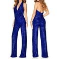 thumbnail image 2 of lulshou Jumpsuits for Women, Women Sequin Color Short-sleeved Casual Jumpsuit Women's Jumpsuits, Rompers & Overalls, Blue XXXL, 2 of 3