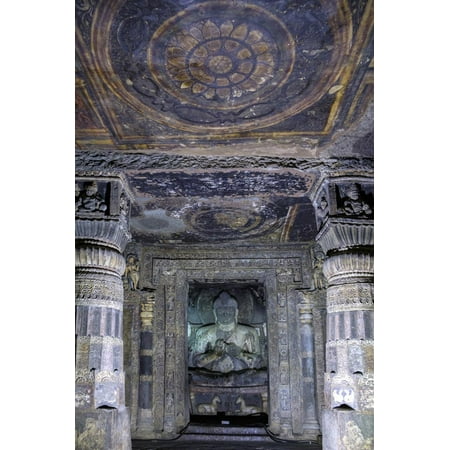 Buddha statue and painting in the Ajanta Caves, UNESCO World Heritage Site, Maharashtra, India, Asi Print Wall Art By Alex (Best Calves In The World)