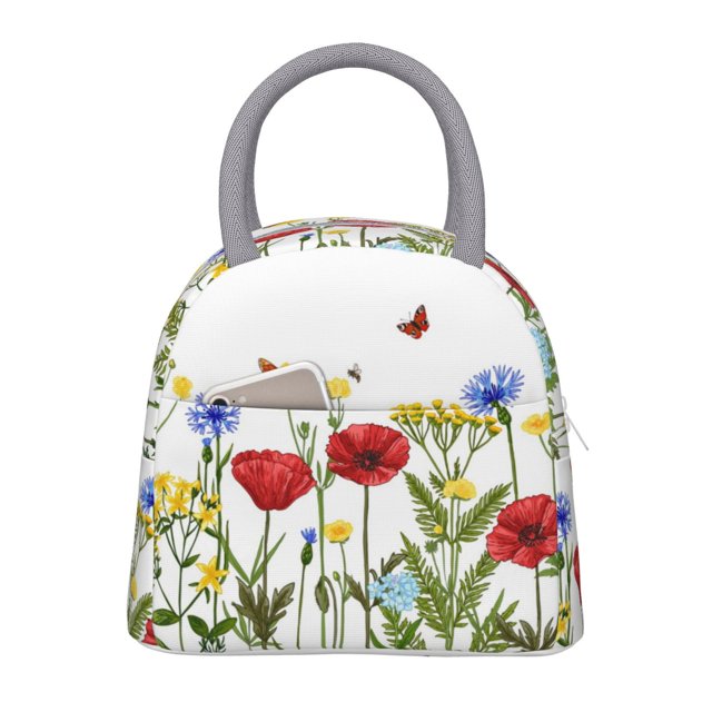 Easygdp Wild Herbs Bolsa de Almuerzo Insulada Grande, Forro de Aluminio, Diseño Espacioso, a Prueba de Fugas, Ideal para Trabajo, Picnics, Viajes y Actividades al Aire Libre