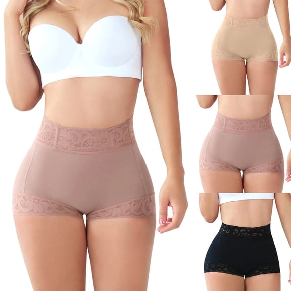 Dwellite Panties for Women Butt Lifting Shapewear Butt Lifter Lace Tummy Control Boyshorts Purple M
