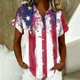 thumbnail image 4 of Mifsaly Short Sleeve Button Down Shirts for Women Lapel Collar V Neck Blouses Patriotic Hearts American Flag Print Independence Day Tops 2026 S, 4 of 6