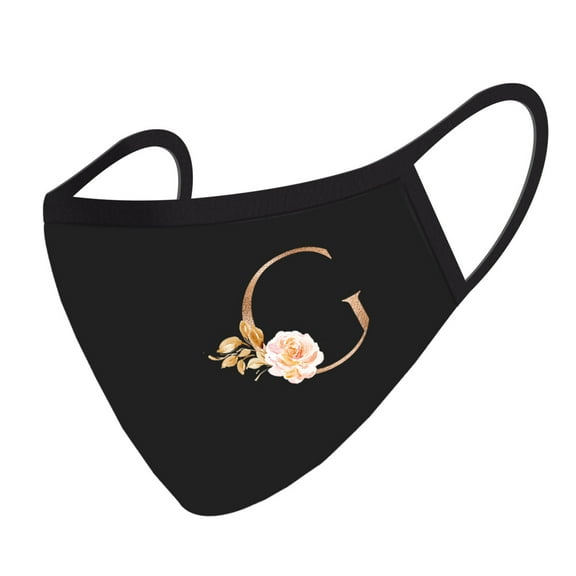 Koyal Wholesale Wedding Face Mask, Black Pink Floral Monogram G, 1 Replaceable PM 2.5 Protection Filter
