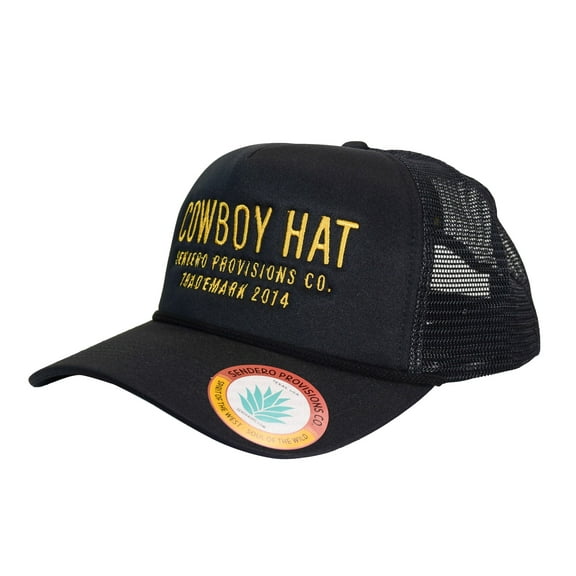 Sendero Provisions Cowboy Embroidered Snapback Trucker Cap - Black / Gold