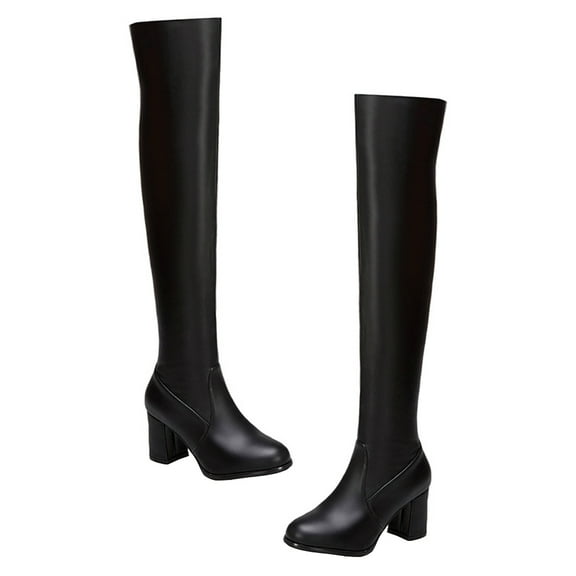 ifundom 1 Pair Over-the-knee Boots Round Toe High Heel Boots Stylish Women Footwear