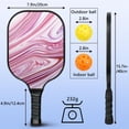 thumbnail image 4 of Pickleball Paddles Set Of 2, Fiberglass Surface, Liquid & Marble Print, 4 Balls & Bag, 4 of 5