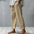 thumbnail image 4 of Women Spring Summer Casual Pants Mid-rise Elastic Waist Drawstring Jogging Yoga Pants With Pockets Wide Leg Harem Trousers, 4 of 5