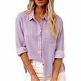 thumbnail image 2 of Endives Women's Casual Button Down Shirt Long Sleeve Shirt Stripe Wrinkle Collared Dressy Blouses Casual Work Tops, 2 of 4