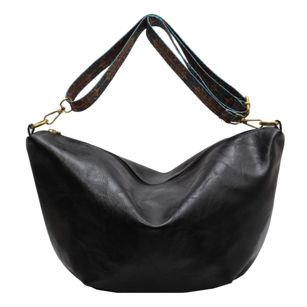 Bolso bandolera de piel suave para mujer, bolso bandolera grande con correa ancha, bolso bandolera grande de piel, bolso hobo vintage