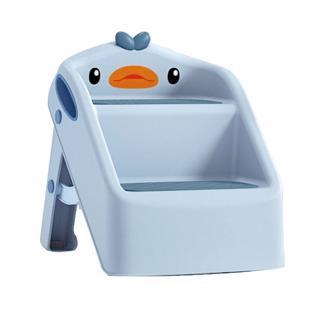 Taburete plegable para niños pequeños, multifuncional, seguro, estable, antideslizante, de 2 escalones, para inodoro, para entrenamiento, color azul