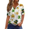 thumbnail image 2 of St.Patrick's Day T-shirt Women - Irish Lucky Clover 3/4 Sleeve Shirt, Fashion Shamrock Green Shirt, Costume for St.Patrick's Day|Style DGoldXL, 2 of 5